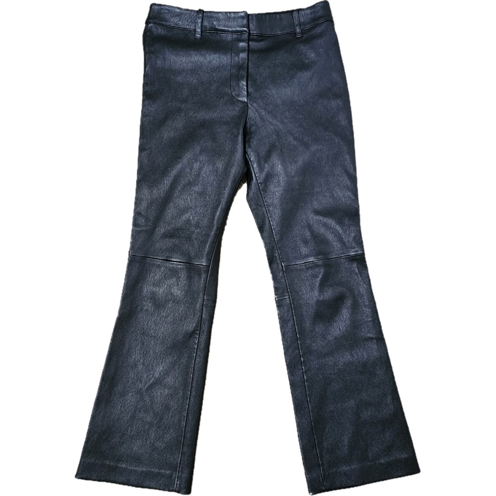 Derek Lam 10 Crosby Black Lamb Leather Straight‎ Leg Cropped Pants Size 6